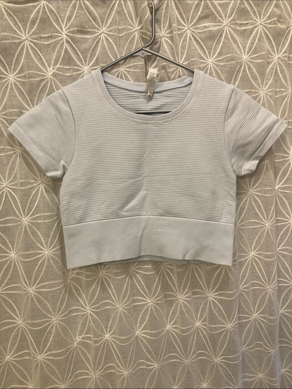 Light Blue Cropped Ribbed Crewneck Top-offline by aerie
